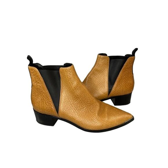 Acne Studios Ankle Boots Jensen Wheat Grained Tan Pointed Toe Chelsea Boot 38 - Picture 1 of 10